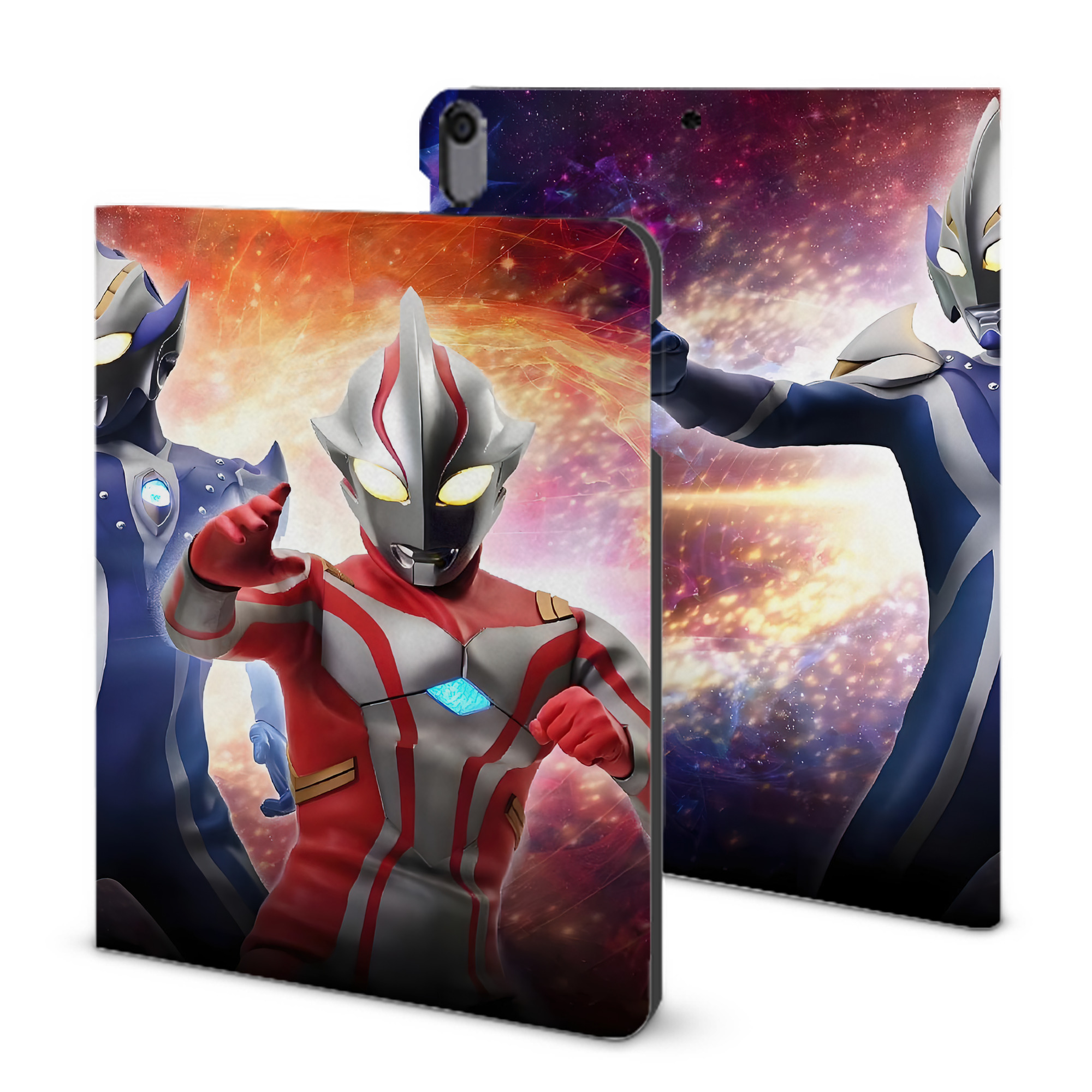 （画像用） ウルトラマン Ultraman IPad ケース ブック型 PUレザー TPU 耐衝撃 軽量 薄型 ペン収納なし 全面保護 IPad 各モデル対応